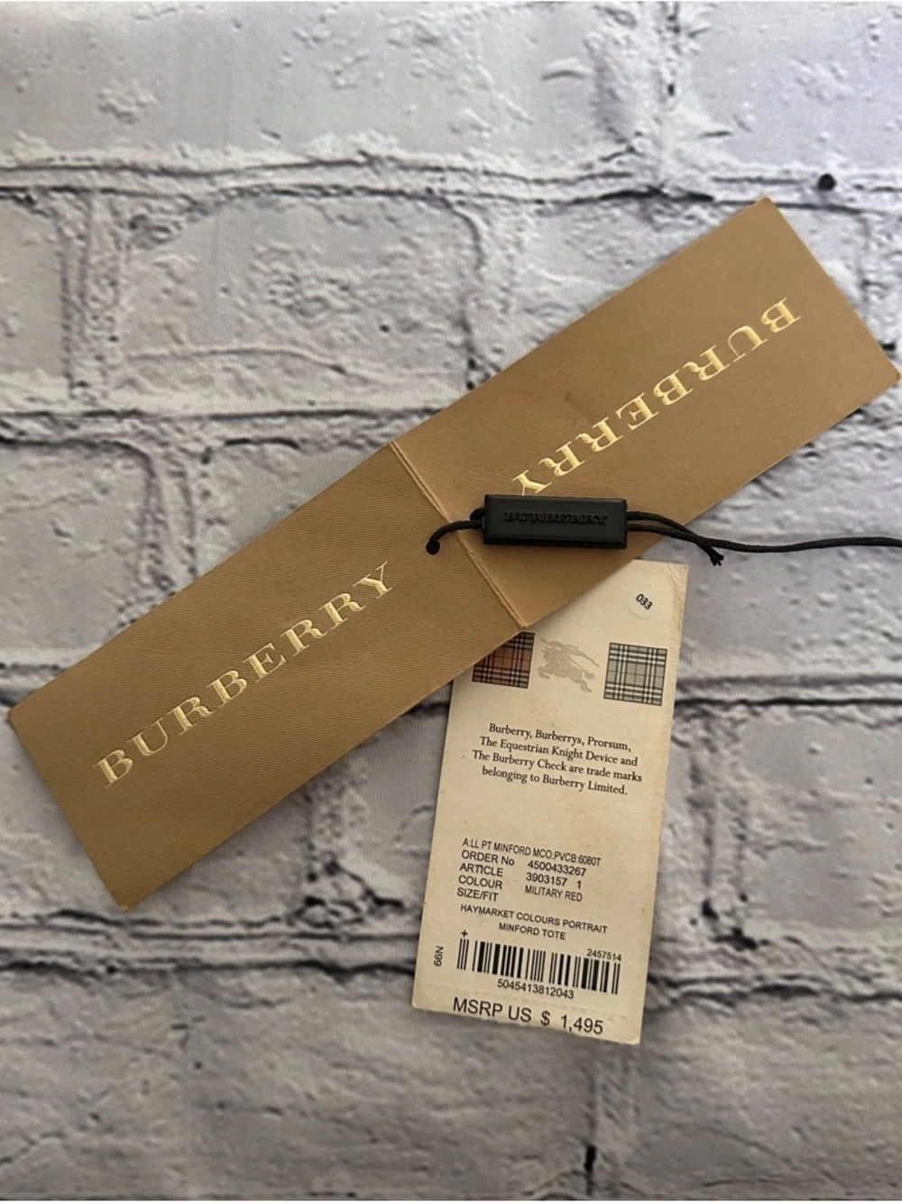 Burberry Brown Haymarket Check Patent Leather Portrait Minford Tote Bag - Picture 14 of 16